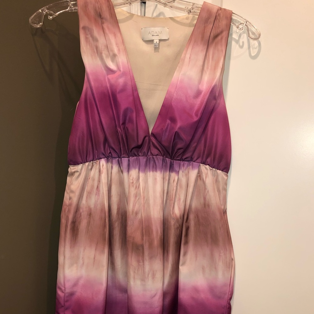Magenta ombré dress with deep v cut